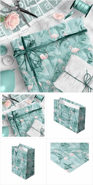 Flamingo Orchid Tropical Pattern Teal