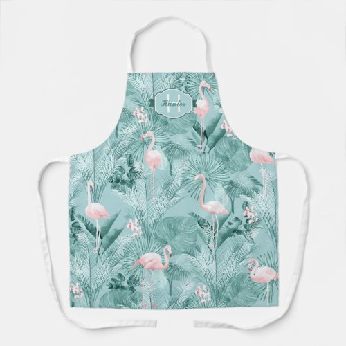 Flamingo Orchid Tropical Pattern Teal ID868 Apron