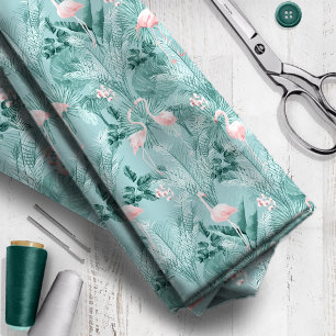 Flamingo Orchid Tropical Pattern Teal ID868 Fabric