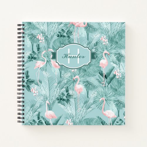 Flamingo Orchid Tropical Pattern Teal ID868 Notebook