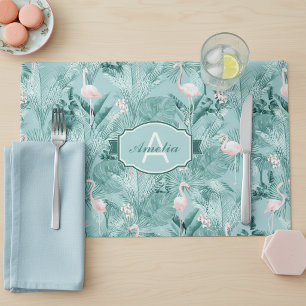 Flamingo Orchid Tropical Pattern Teal ID868 Placemat