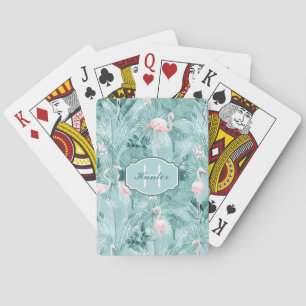 Flamingo Orchid Tropical Pattern Teal ID868 Poker Cards