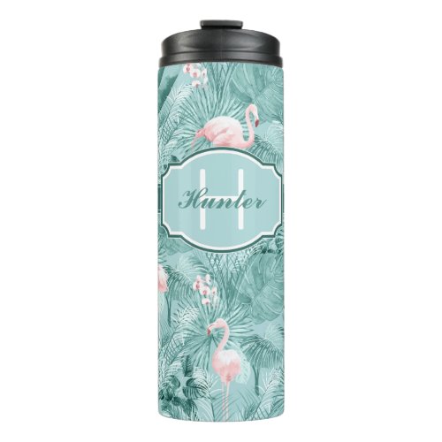 Flamingo Orchid Tropical Pattern Teal ID868 Thermal Tumbler