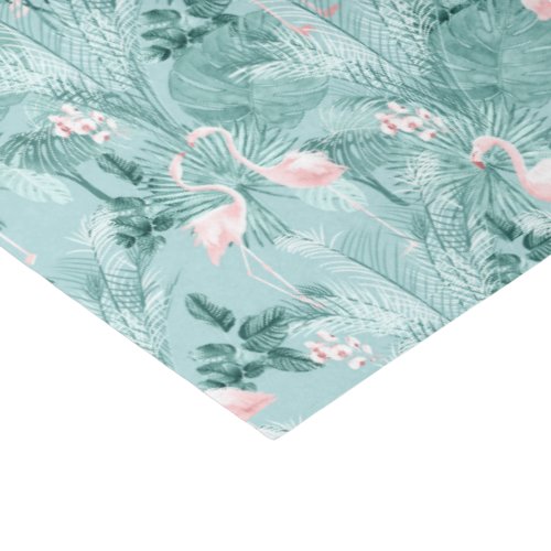 Flamingo Orchid Tropical Pattern Teal ID868 Tissue Paper