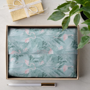 Flamingo Orchid Tropical Pattern Teal ID868 Tissue Paper