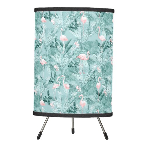 Flamingo Orchid Tropical Pattern Teal ID868 Tripod Lamp