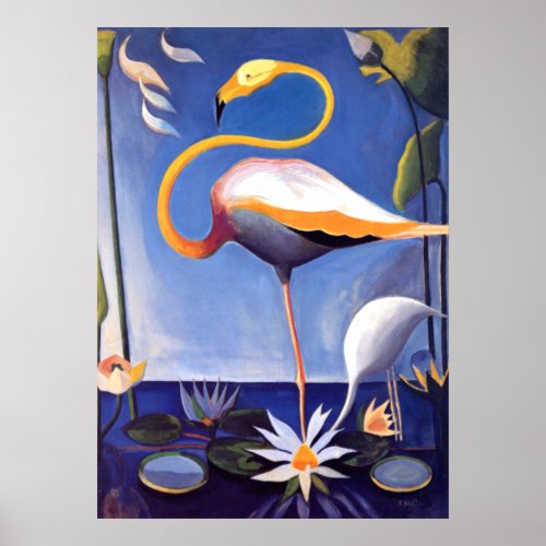 Flamingo painting by Joseph Stella Poster
