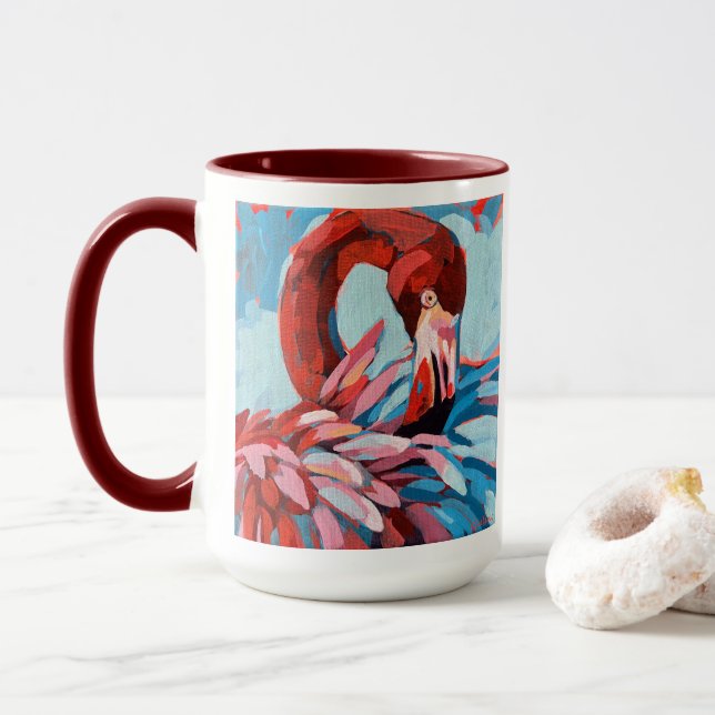 Flamingo Painting - Gift for Flamingo Lovers Mug (With Donut)