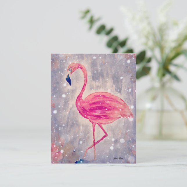 Flamingo Painting Greeting Card Personalize it (Standing Front)