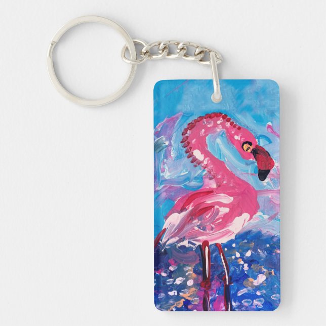 Flamingo Painting Keychain (Front)