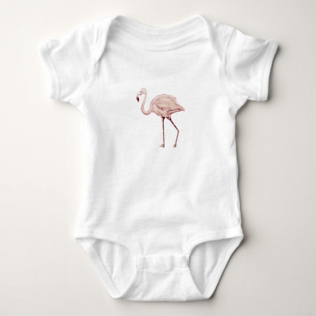Flamingo Painting Pink Baby Bodysuit (Front)