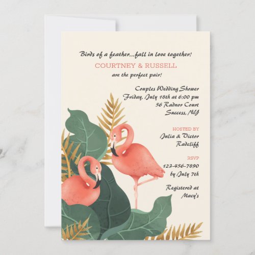 Flamingo Pair Couples Shower Invitation