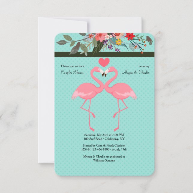 Flamingo Pair Invitation (Front)