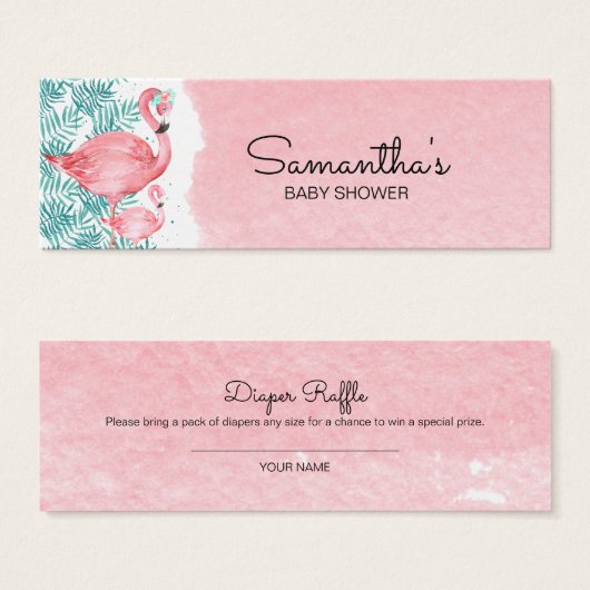 Flamingo & Palm Leaves Baby Shower Diaper Raffle (Front & Back)