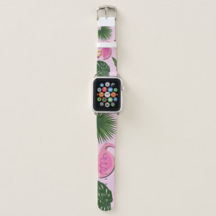 Flamingo Palm Leaves Tropical Design Apple Watch Band