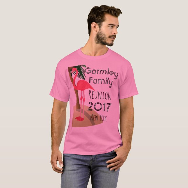 Flamingo Palm Tree Tropical Family Reunion Shirt (Front Full)
