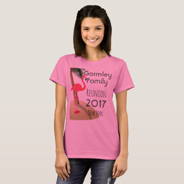 Flamingo Palm Tree Tropical Family Reunion Women T-Shirt (Front Full)