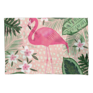 Flamingo, palm trees, kitchen design pillow case