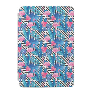 Flamingo & Palms on Geometric Pattern iPad Mini Cover