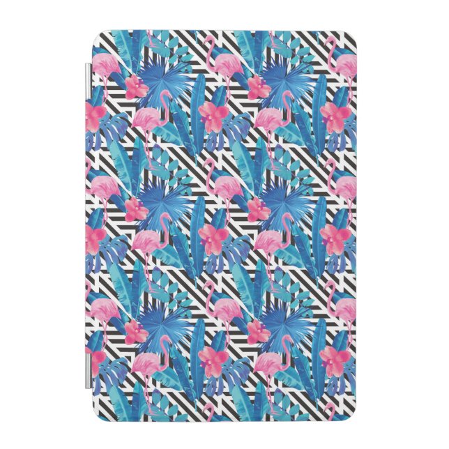 Flamingo & Palms on Geometric Pattern iPad Mini Cover (Front)
