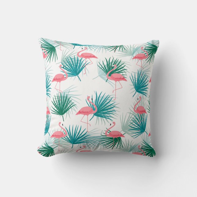 Flamingo Palms Throw Pillow (Front)