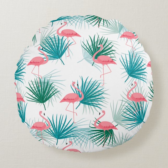Flamingo Palms Throw Pillow (Front)