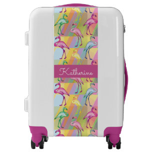 Flamingo Parade   Add Your Name Luggage