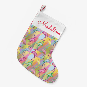 Flamingo Parade Add Your Name Small Christmas Stocking