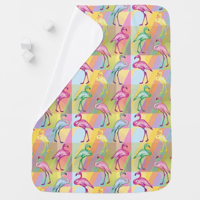 Flamingo Parade Baby Blanket (In Situ)
