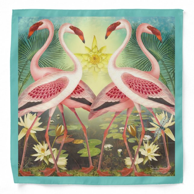 Flamingo Parade Bandana Adult/Large 22" x 22" (Front)