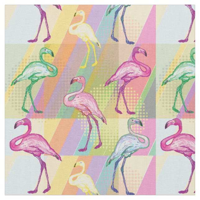 Flamingo Parade Fabric (Close Up)