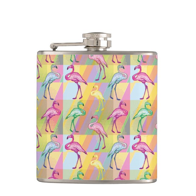 Flamingo Parade Hip Flask (Front)