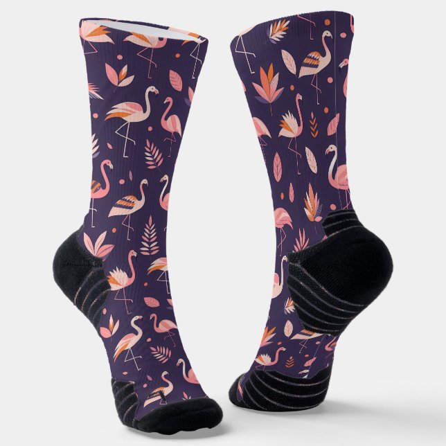 Flamingo Paradise Pattern Socks (Angled)