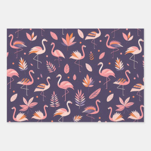 Flamingo Paradise Pattern Wrapping Paper Sheets