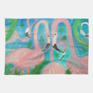 Flamingo party art towel