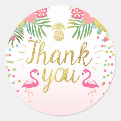 Flamingo Party Favor Tags Tropical Thank You Card