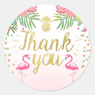 Flamingo Party Favor Tags Tropical Thank You Card