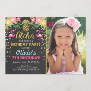 Flamingo party invitation Tropical Birthday luau