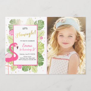 Flamingo party invitation Tropical Birthday luau