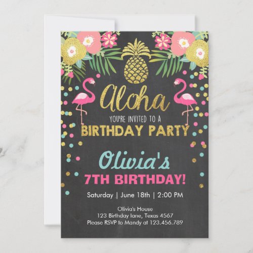 Flamingo party invitation Tropical Birthday luau