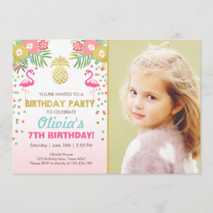 Flamingo party invitation Tropical Birthday luau