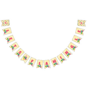 Flamingo Party - Let's Flamingle Bunting Flag
