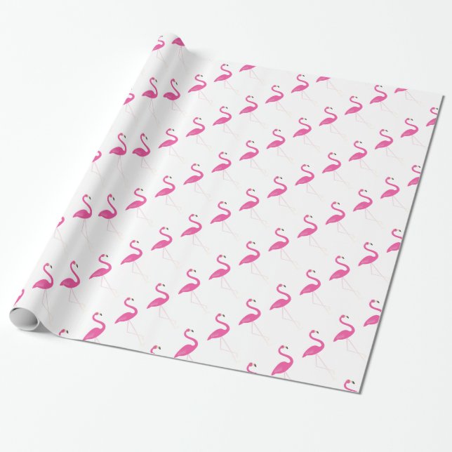 Flamingo Party Pink Wrapping Paper (Unrolled)