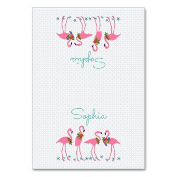 Flamingo Party Tented Place Cards With Name by holiday_store at Zazzle