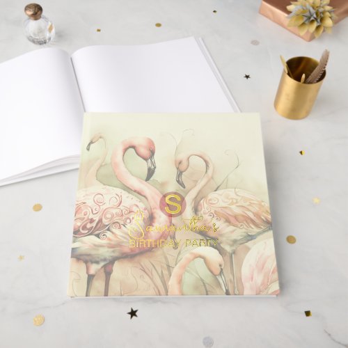 Flamingo Party Theme, Custom Foil Guest Book