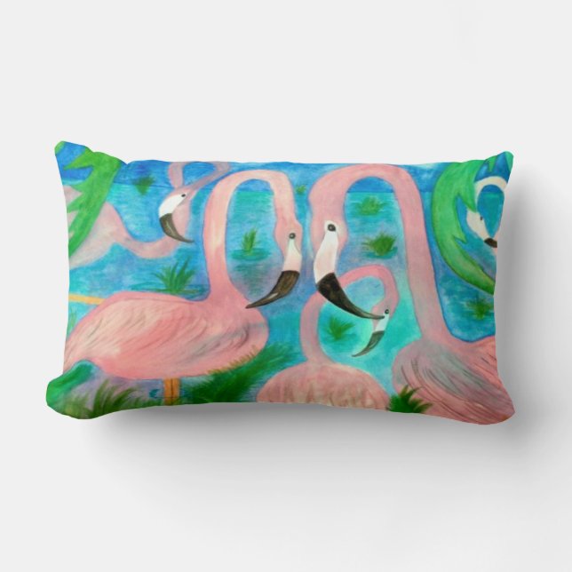 Flamingo Party Throw Pillow (Front)