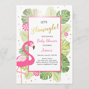 Flamingo party Tropical luau Baby shower invite
