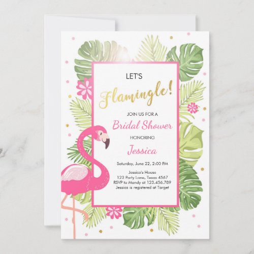 Flamingo party Tropical luau Bridal shower invite