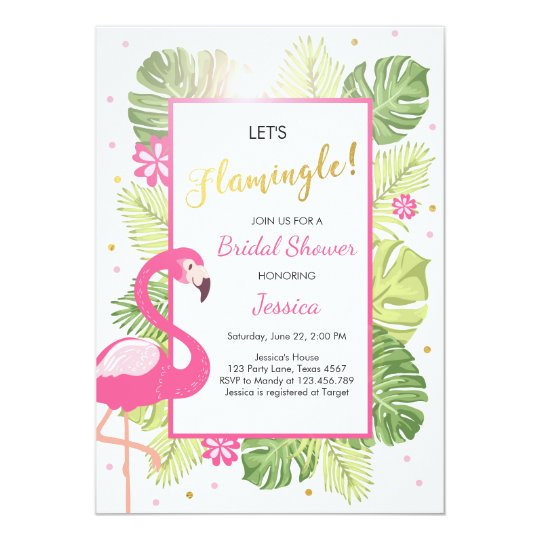 Flamingo Party Tropical Luau Bridal Shower Invite 6439