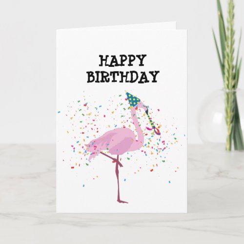Flamingo Partying _ Animals at Birthday Party Card